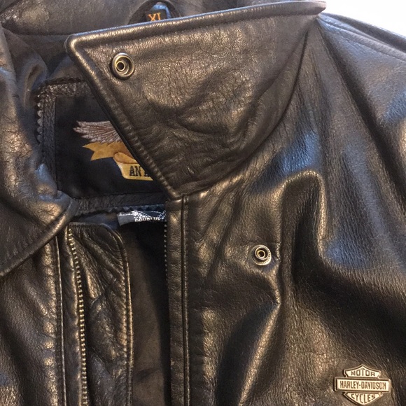 HARLEY-DAVIDSON BLACK LEATHER MID-WEIGHT JACKET XL ZIP FRONT W/HD HANGER - Picture 8 of 16